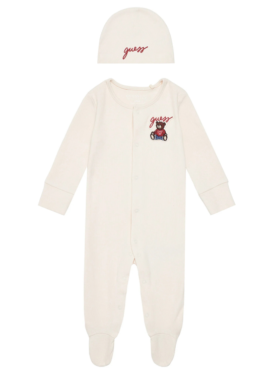 Set 2 Piese Salopeta si Caciulita din Bumbac cu Ursulet H6YG10 – Guess