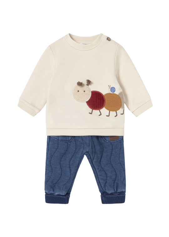 Set 2 Piese Bluza Bej cu Omida si Pantaloni Lungi Matlasati 2584 Mayoral