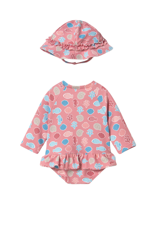 Costum de Baie cu Palarie Somon cu Scoici 1634 Mayoral