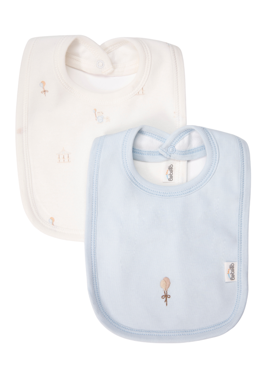 Set de 2 Bavete Bleu cu Broderie pentru Baieti C1235 – Bebetto
