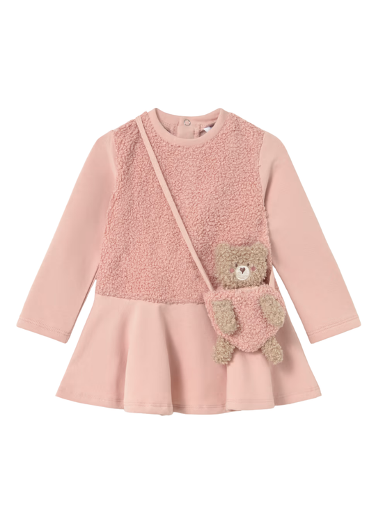 Rochie Roz din Bumbac cu Ghiozdanel Ursulet pentru Fetite 2904 – Mayoral