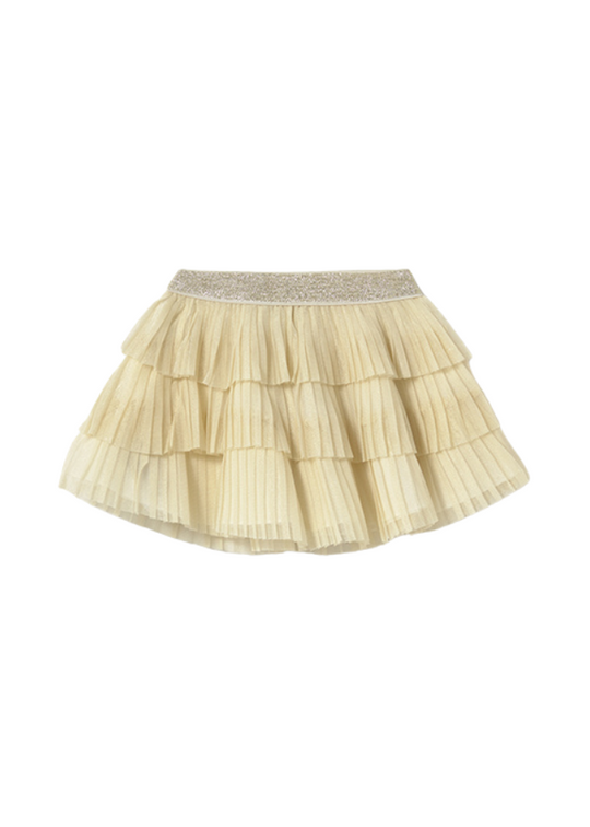 Pleated Tulle Ruffle Skirt Beige Gold col 1901 Mayoral