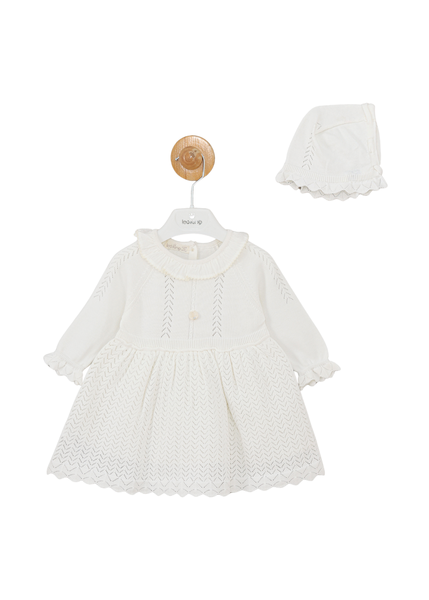 Rochie Tricotata Alba cu Maneca Lunga 5371 Leo King