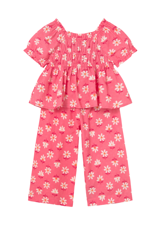 2-Piece Pink Floral Top and Long Trousers Set 1513 Mayoral