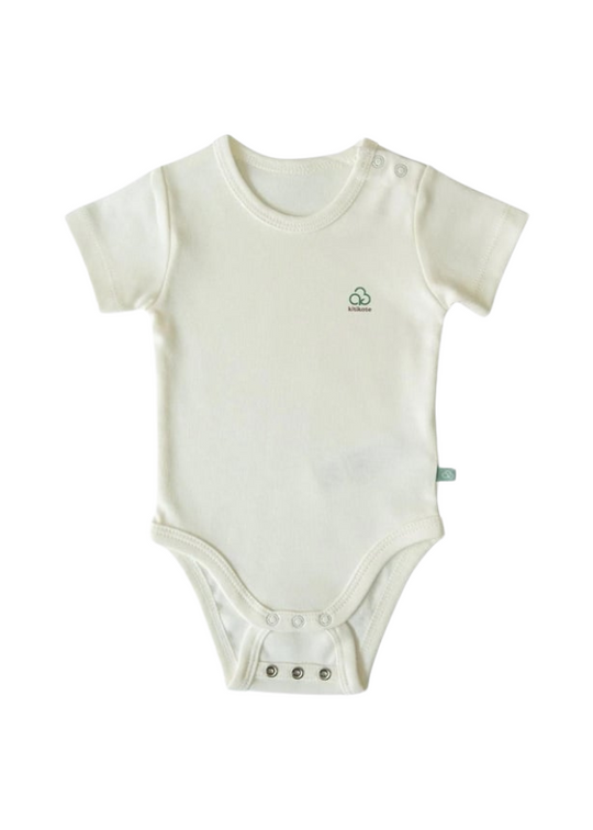 Cream Short Sleeve Bodysuit in Stretchy Organic Cotton S38756 KitiKate