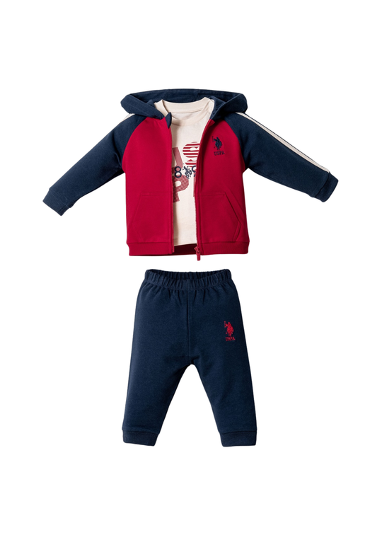 Trening 3 Piese Rosu cu Bleumarin 2866 V2 Us Polo Assn