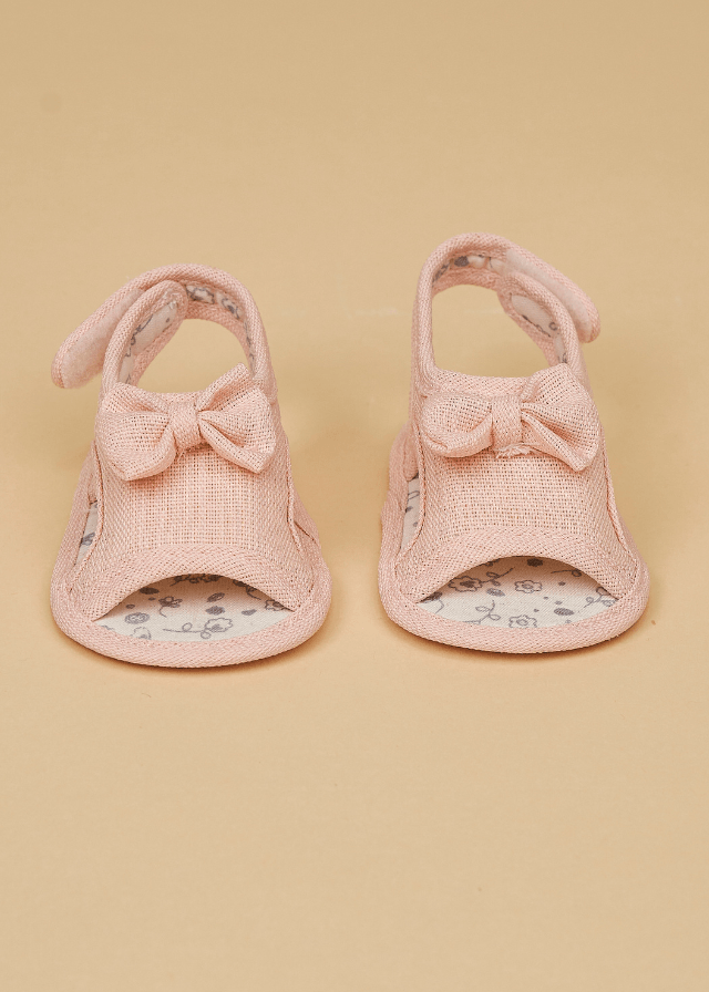Sandale din Bumbac Roz cu Funda pentru Fetite 231226 Sinderella - Camera Bebelusului