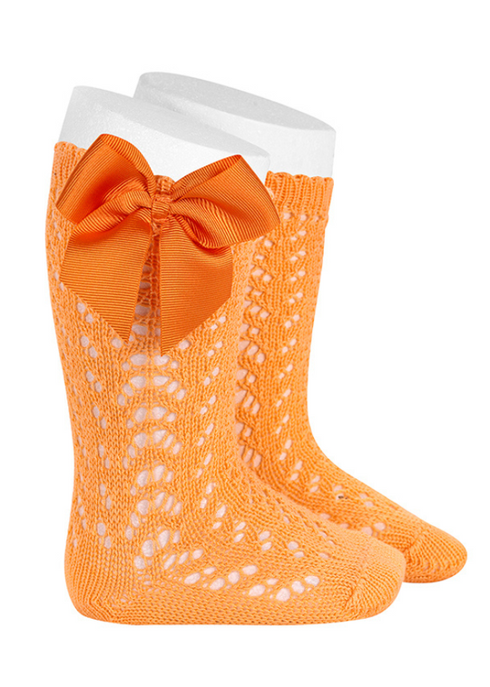 Ciorapi 3/4 Piersica din Bumbac Perforat cu Funda din Rips 2519/2 col 617 Condor