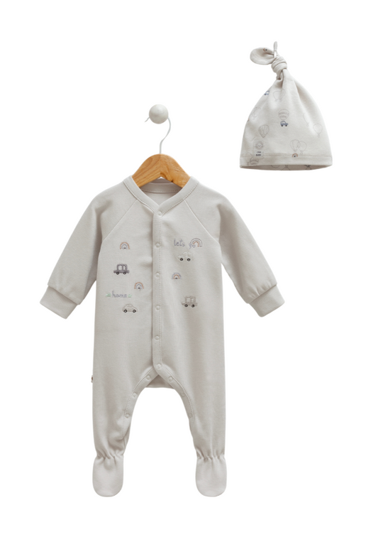 Long Gray Jumpsuit with Flying Cars Headband TE1195 Mell Sweet Baby