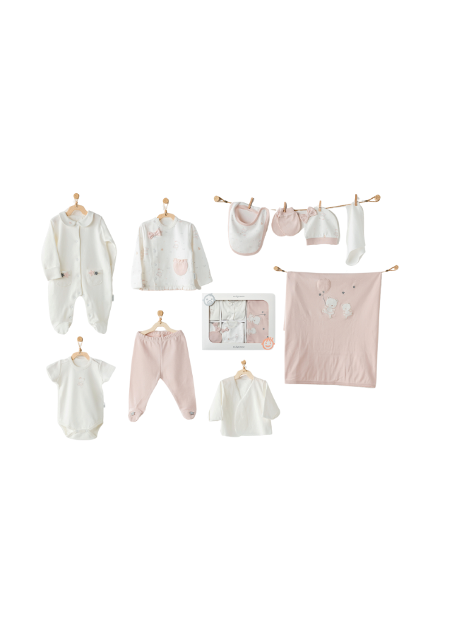 Set 10 Piese Maternitate Crem cu Roz cu Ursuleti AC25951 Andywawa