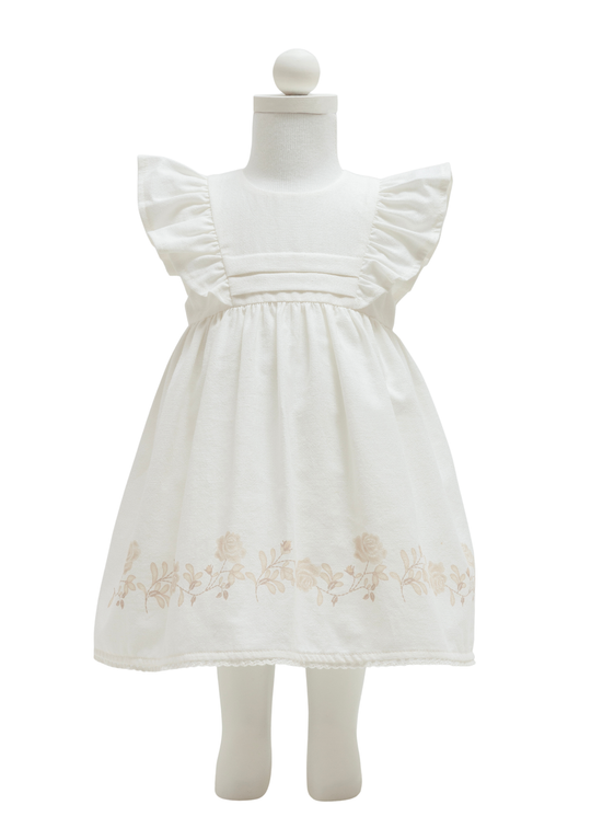 Rochie Ivory din Bumbac cu Keten Mini Lady ELB2431 Mell Sweet Baby