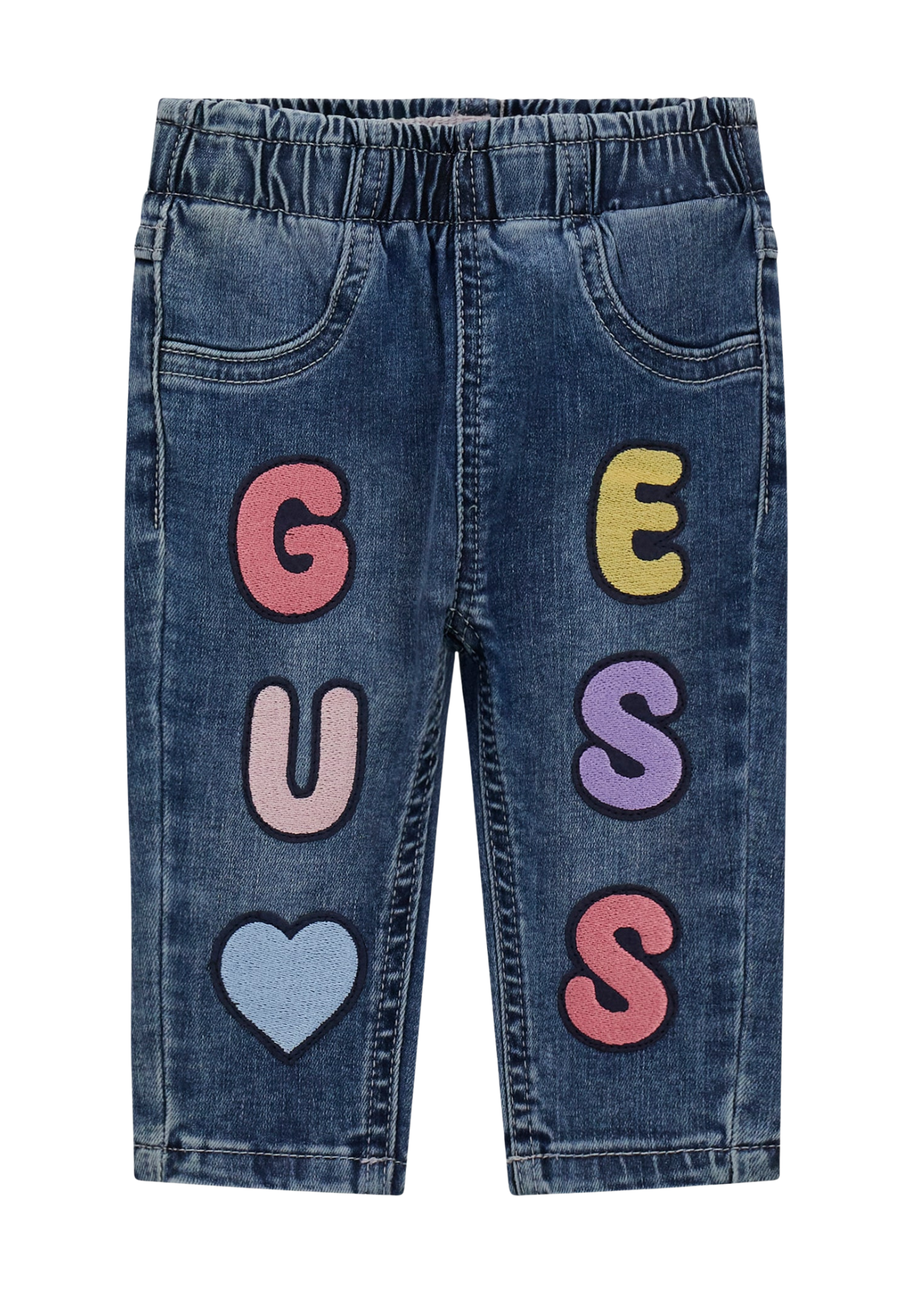 Pantaloni Lungi Denim cu Logo Guess Colorat A5YA00 D4CA0 TLEG Guess