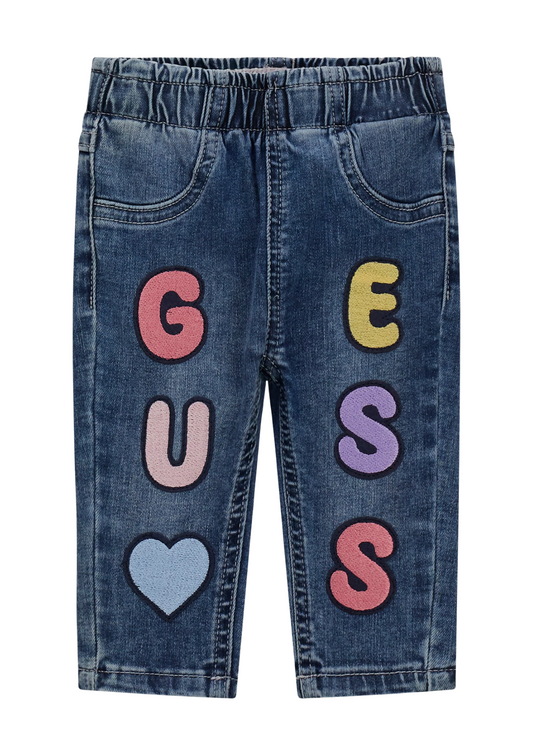 Pantaloni Lungi Denim cu Logo Guess Colorat A5YA00 D4CA0 TLEG Guess