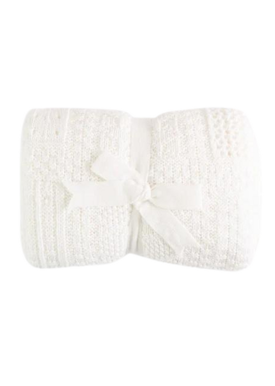 Pled Tricotat Ecru din Bumbac Organic 80 x 90 cm S22599 KitiKate