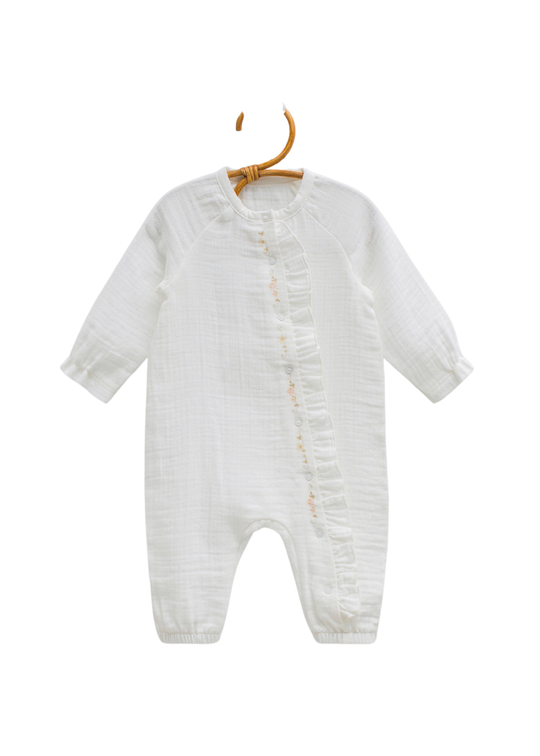 Salopeta Lunga din Muselina Crem TK2393 Mell Sweet Baby