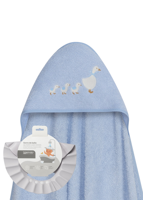 Prosop cu Capison Bleu 100x100 cm+Protectie Cap cu Imprimeu Gaste 01273-01 – Interbaby