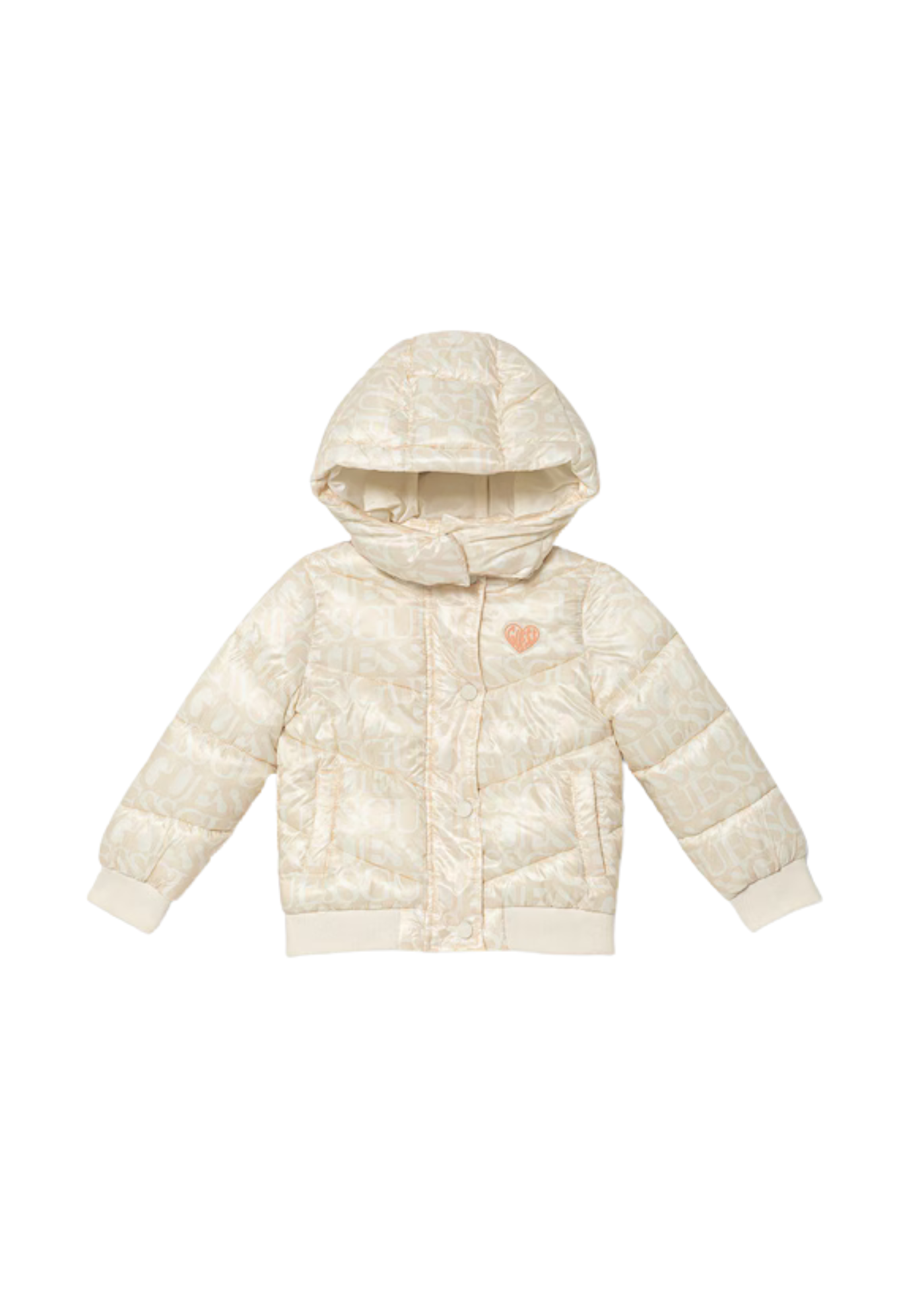 Geaca din Fas Matlasata cu Logo Bej K5YL02 WEGY0 P12M Guess