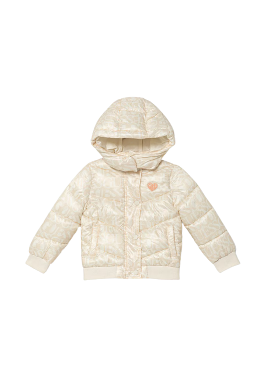 Geaca din Fas Matlasata cu Logo Bej K5YL02 WEGY0 P12M Guess