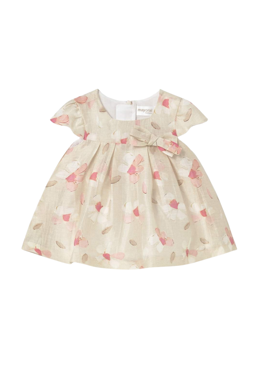 Rochie Bej Maneca Scurta cu Imprimeu Flori Roz 1885 Mayoral