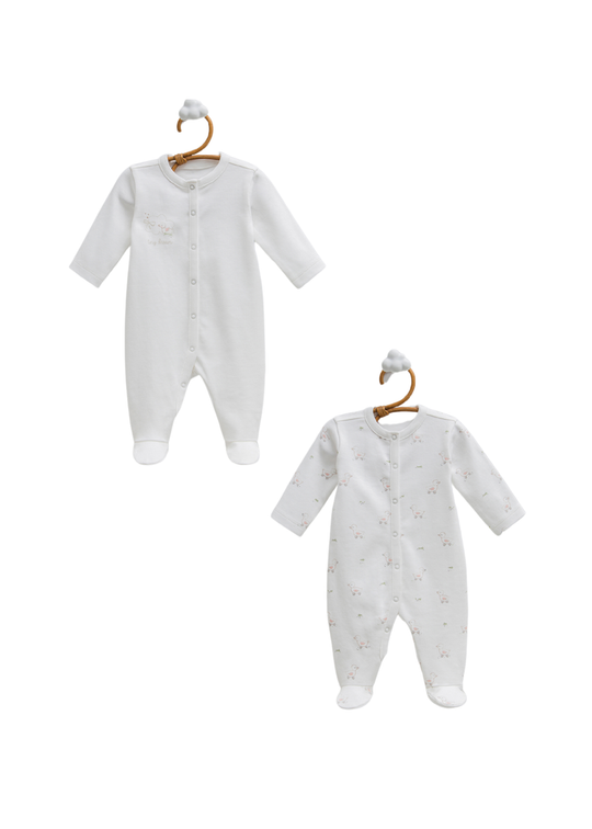 Set 2 Salopete Lungi Crem cu Ratuste TK2251 Mell Sweet Baby