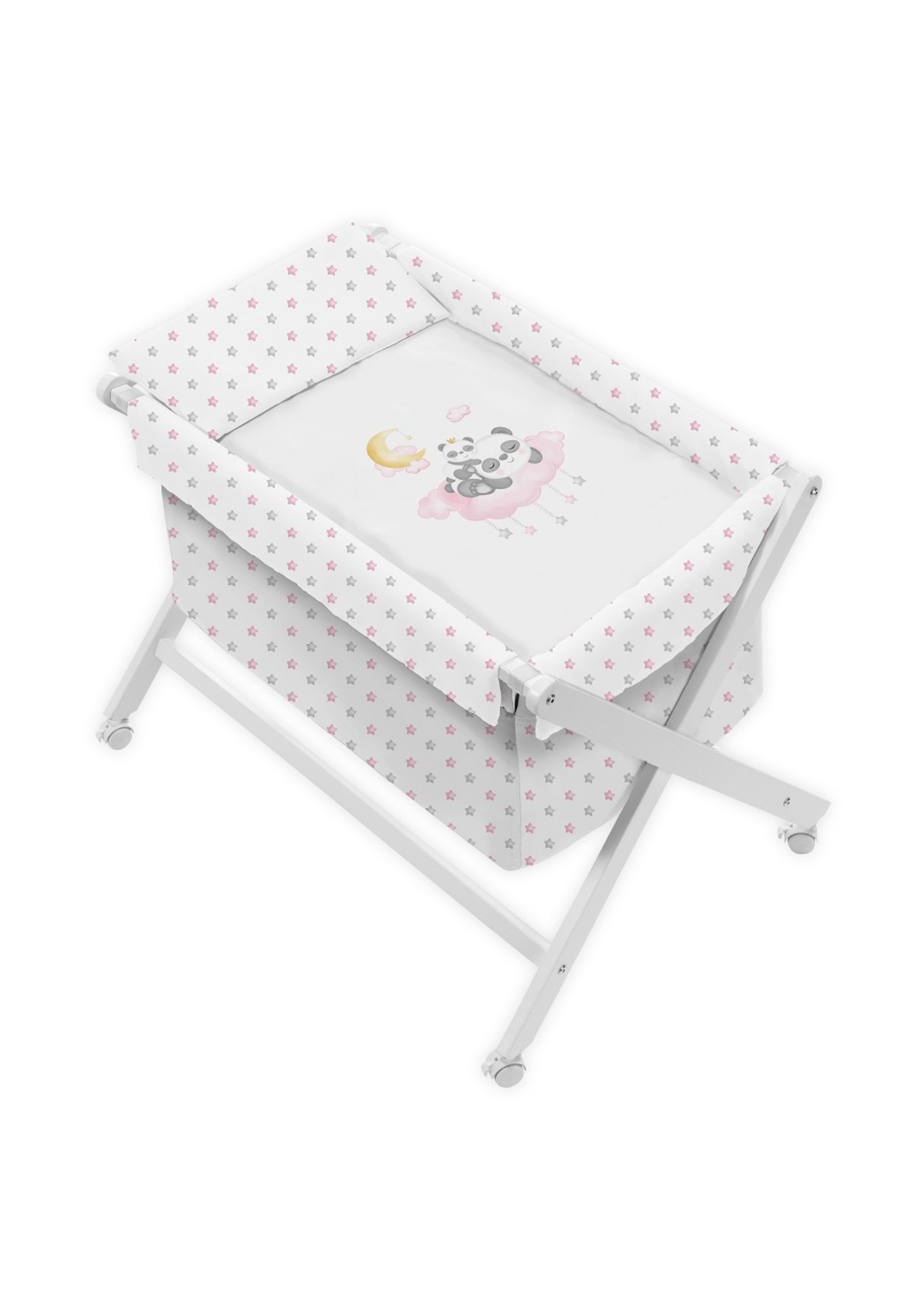 Patut Co-Sleeping Textil cu Saltea si Set de Lenjerie Roz – D80422-02 InterBaby