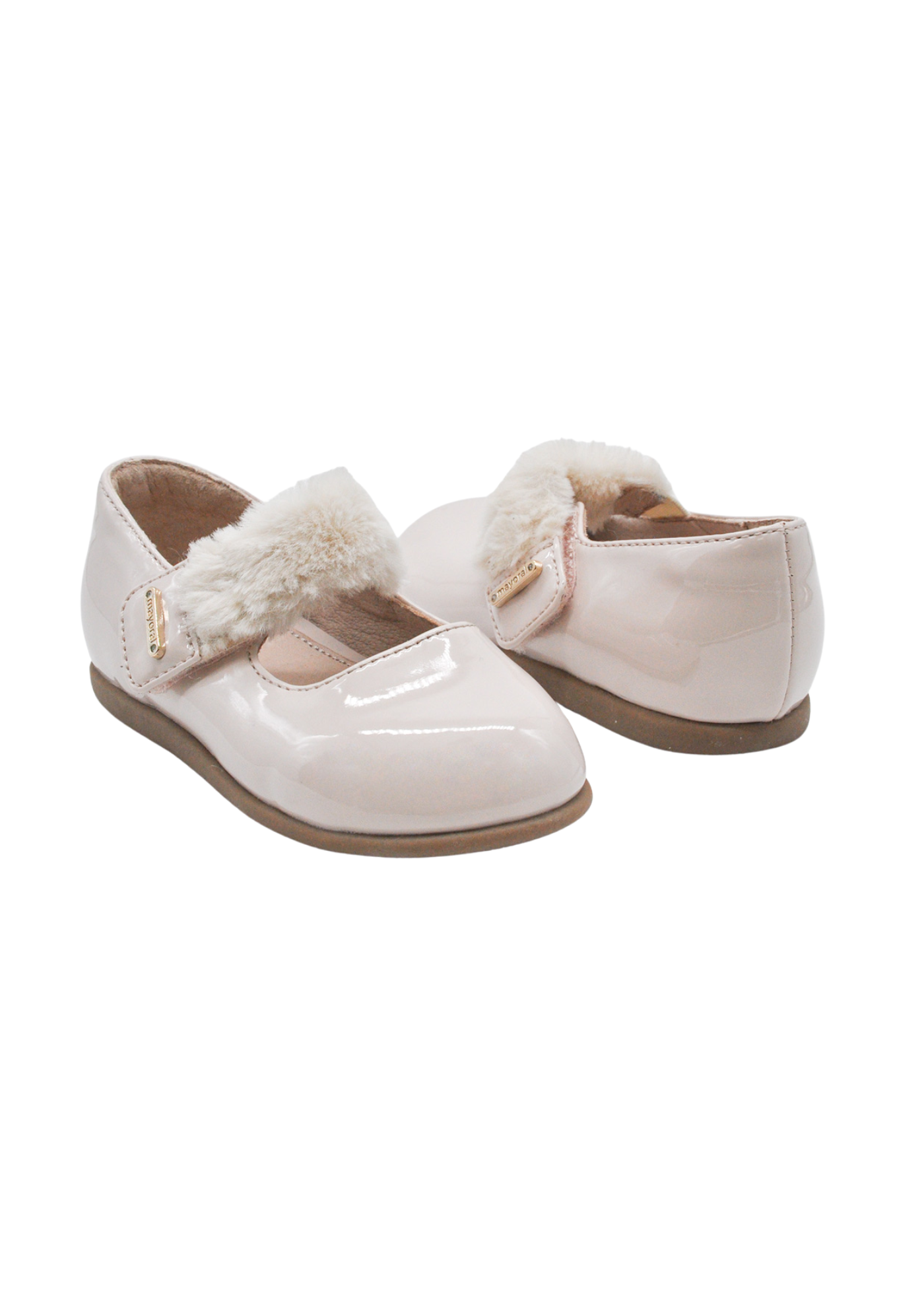 Balerini Lacuiti Crem cu Bareta din Blana 42557 Mayoral