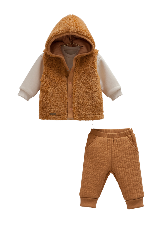 Trening 3 Piese Camel cu Vesta din Plus TKE2096 Mell Sweet Baby