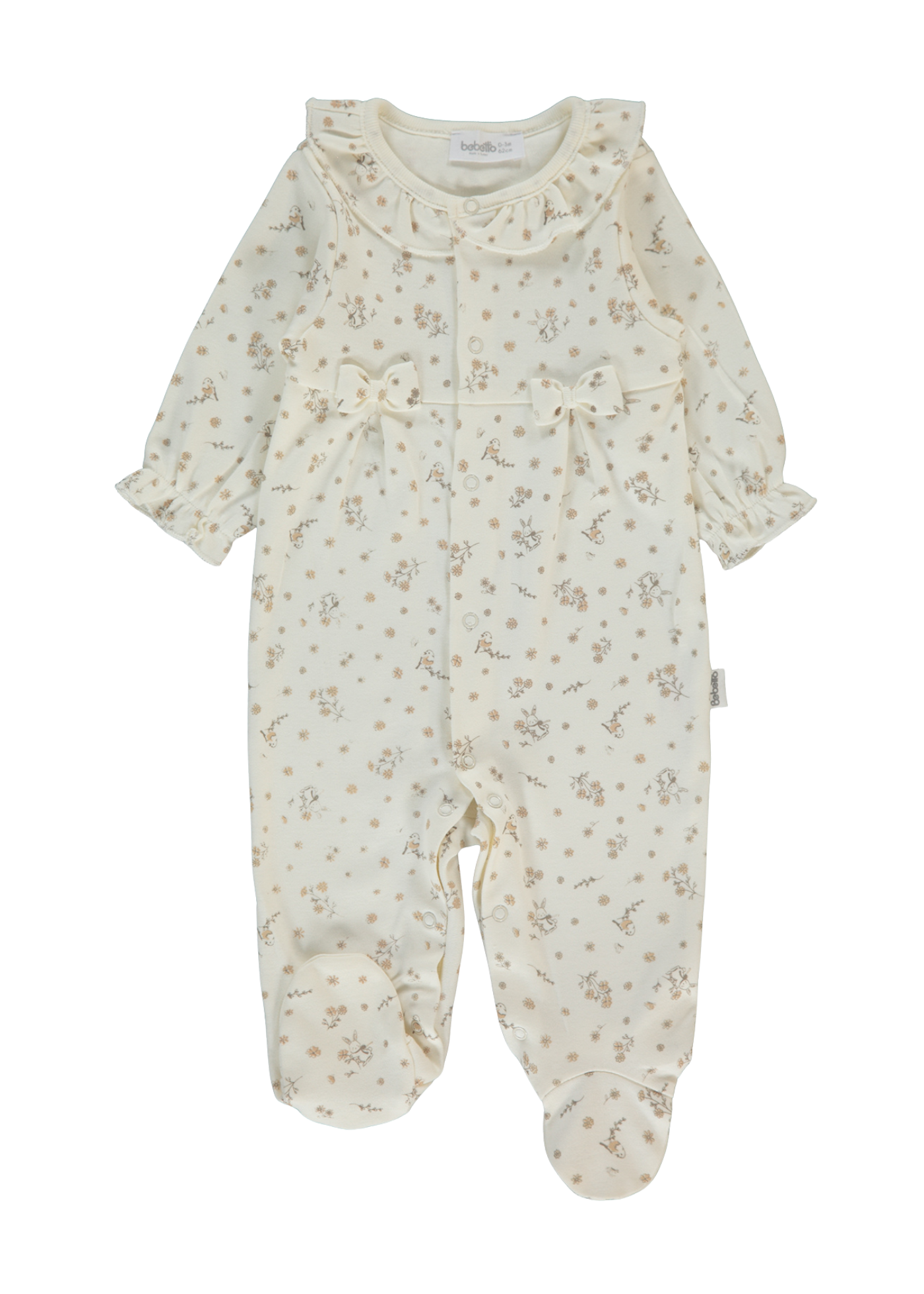 Salopeta Lunga Bej cu Imprimeu Pasari si Iepuri K5137 Bebetto