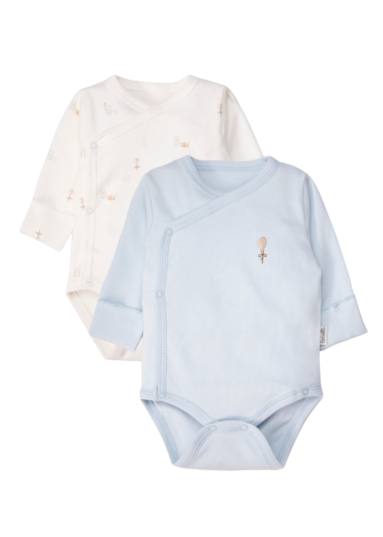 Set de 2 Body-uri Petrecute cu Maneca Lunga si Imprimeu cu Ursuleti pentru Baieti T4383 – Bebetto