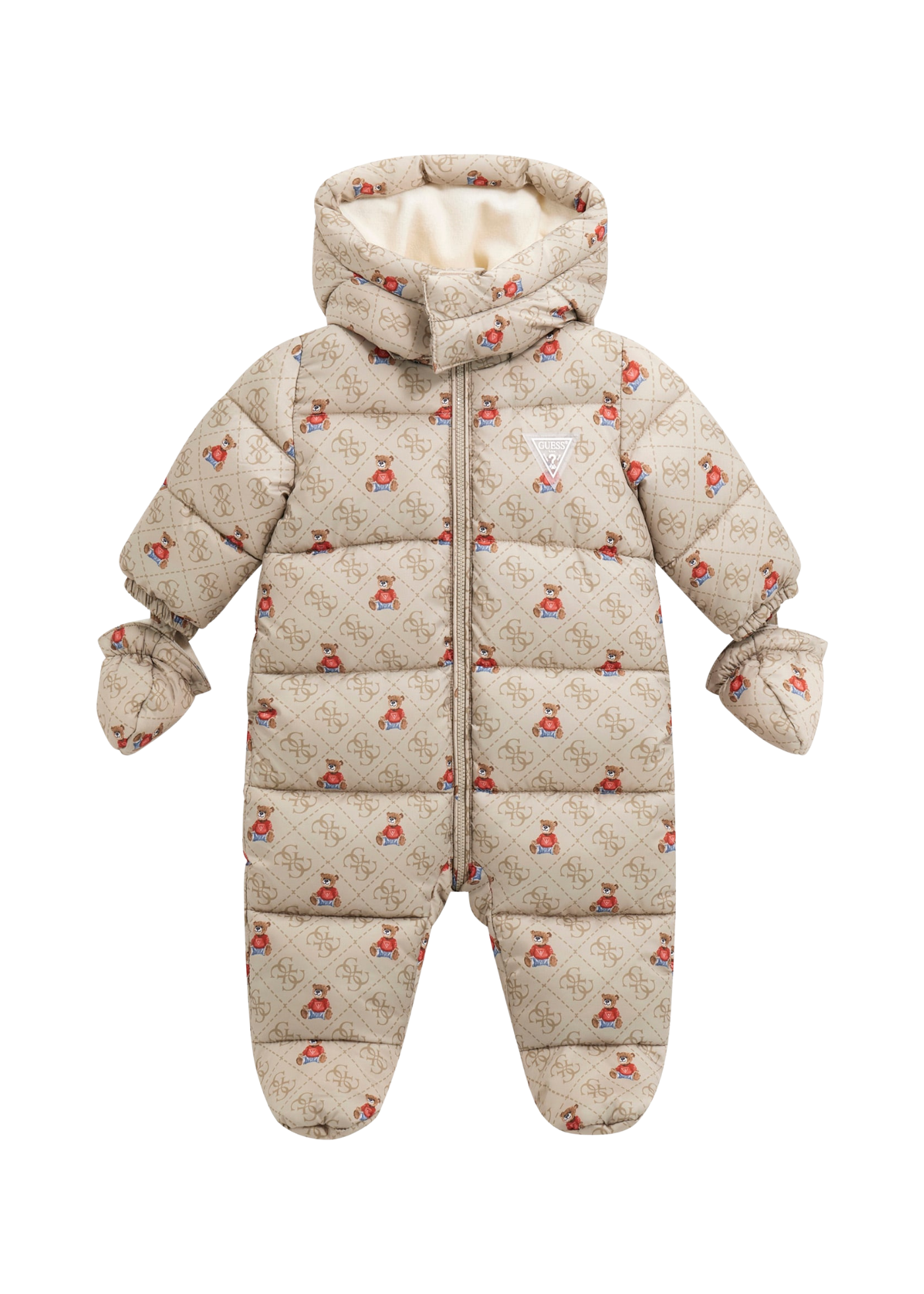 Combinezon Matlasat din Fas Bej Imprimeu Ursi si Monograme H5BW00 WCFM0 P1LT Guess