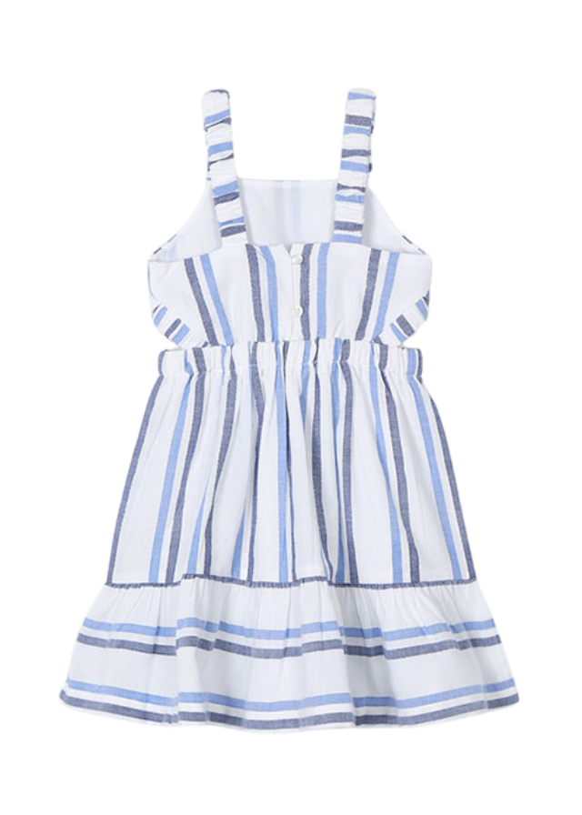 Rochie Crem cu Bretele cu Dungi Albastre si Bleumarin 3965 Mayoral