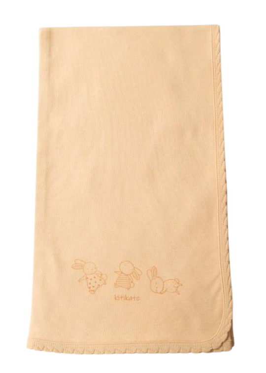 Pled din Bumbac Organic cu Iepuri Bej 80 x 95 cm S74577 KitiKate