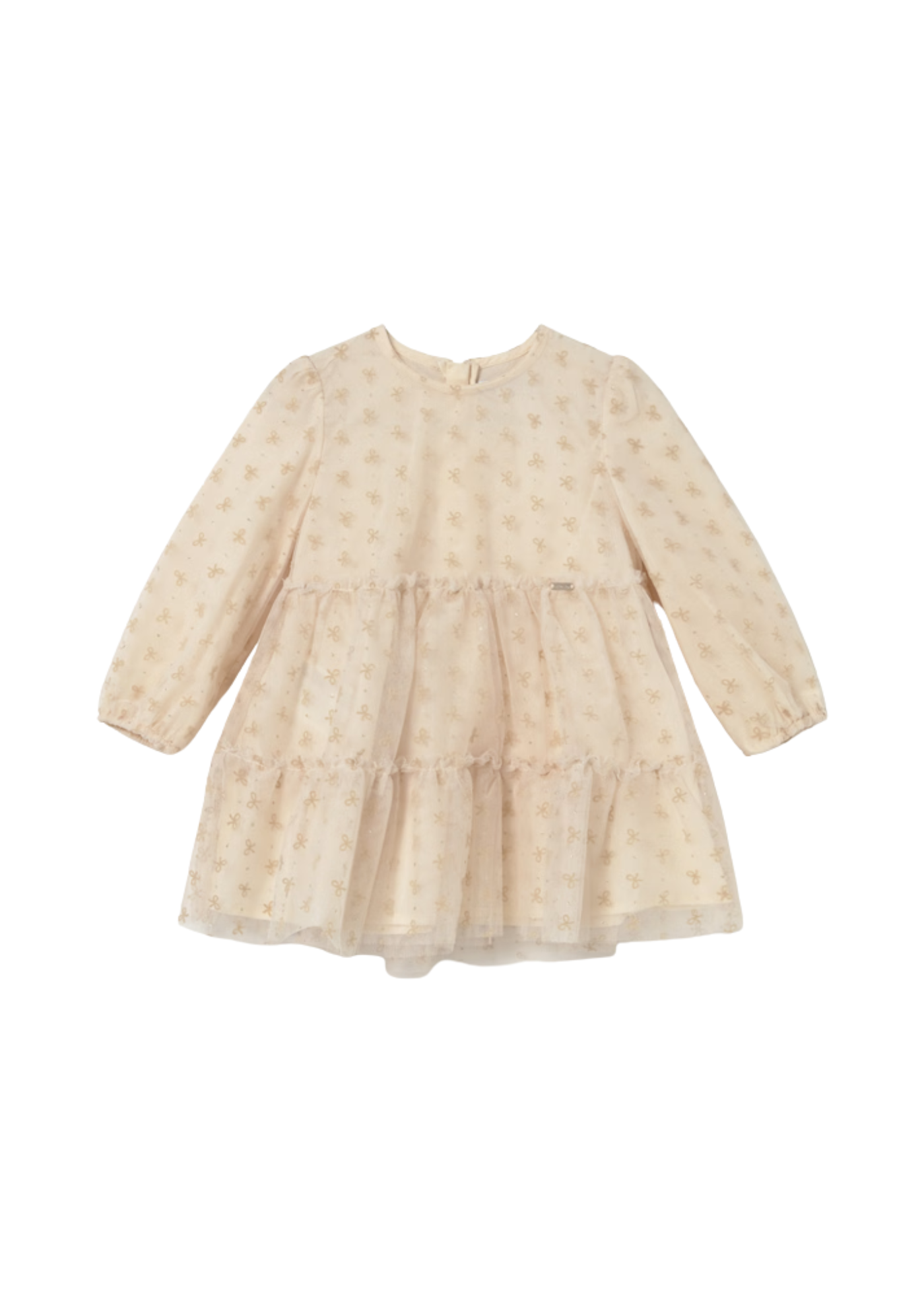 Rochie din Tulle  Crem cu Maneca Lunga Mayoral