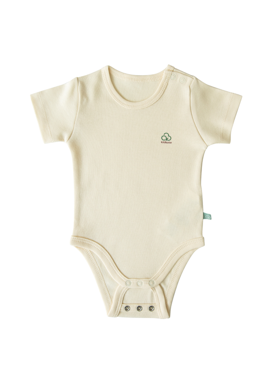 Short Sleeve Bodysuit Beige Organic Cotton Stretch S38756 KitiKate