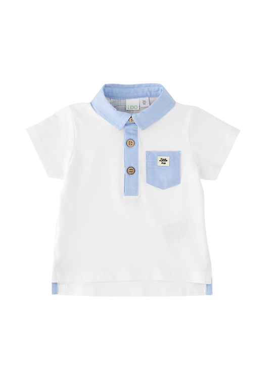 White Polo Shirt with Blue Collar 4.G163/00 iDO