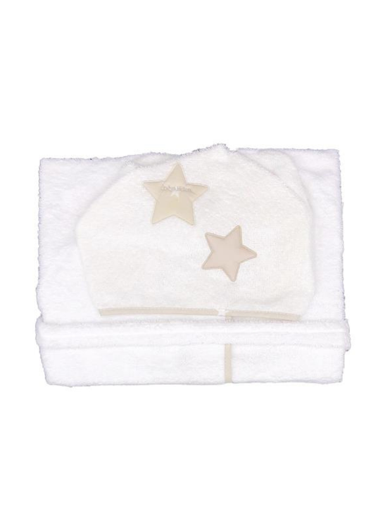 Halat de Baie Alb cu Stelute Bej 1 - 4 Ani D900MD50 Andy&Helen