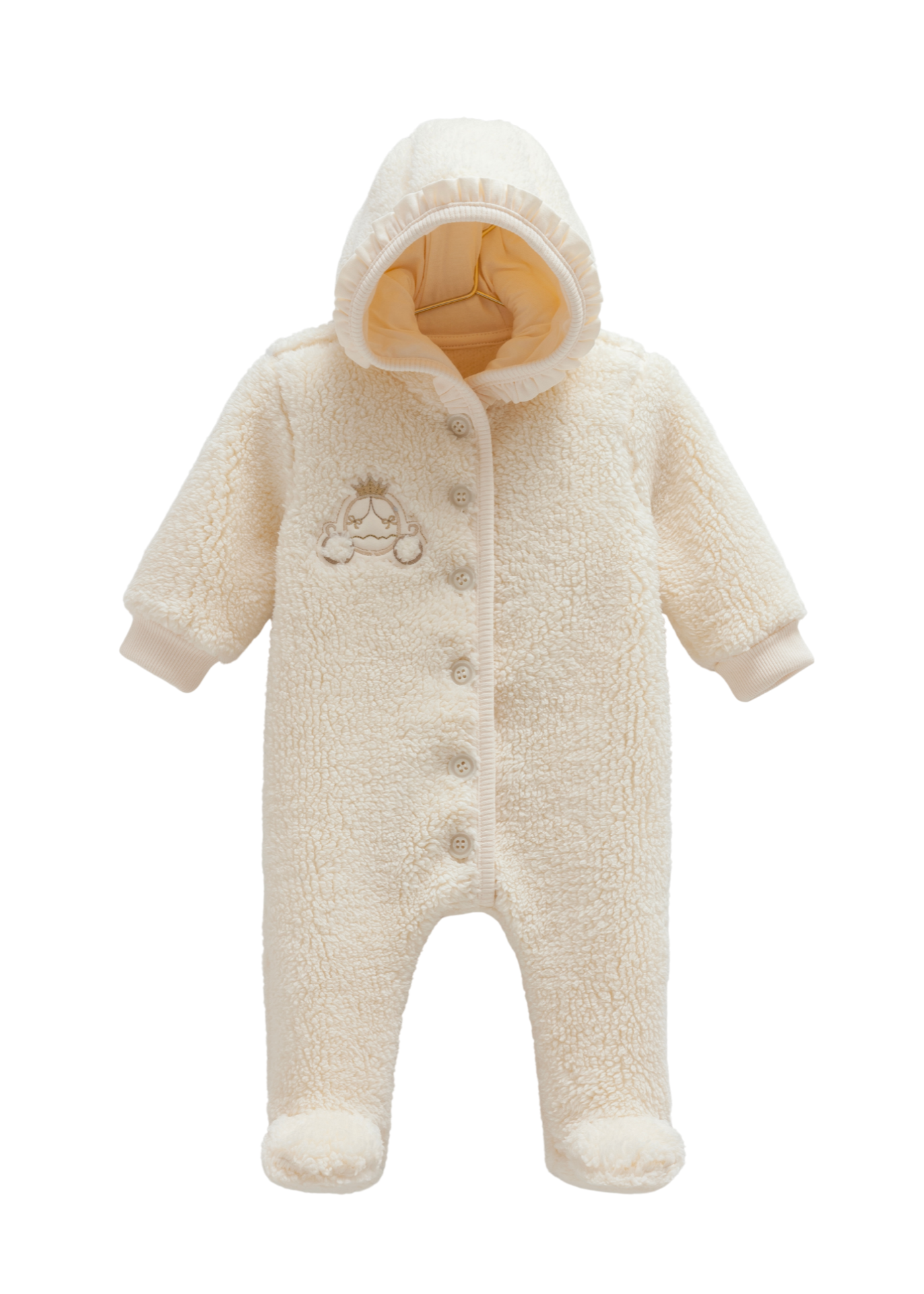 Combinezon Bej din Plus cu Gluga si Nasturi TK2115 Mell Sweet Baby