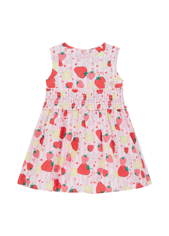 Rochie din Poplina Fara Maneci Imprimeu Capsune K6GK03 WFBM0 PME9  Guess