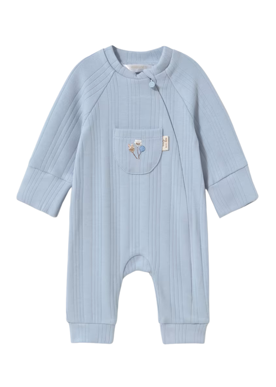 Costumas Tricotat Reiat Bleu cu Floare Brodata pentru Baieti 2762 – Mayoral