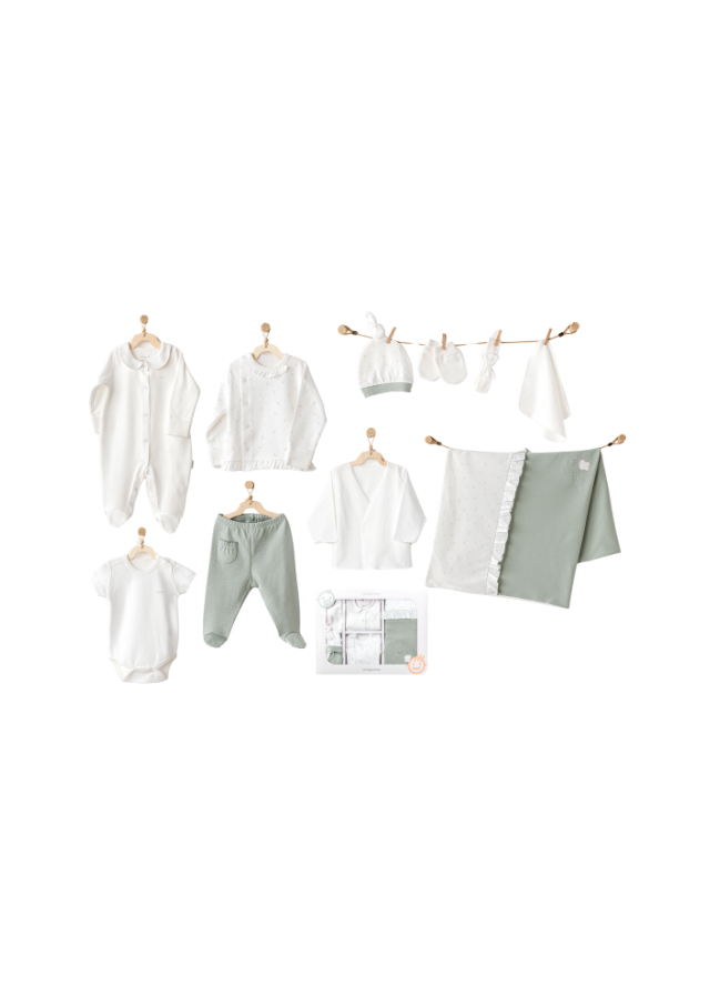 Set 10 Piese Maternitate Crem cu Verde AC25131 Andywawa