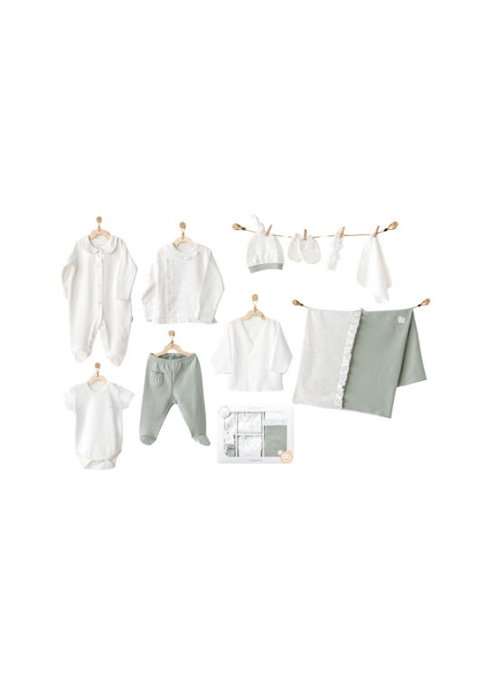 Set 10 Piese Maternitate Crem cu Verde AC25131 Andywawa