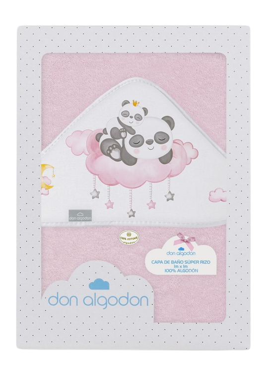 Prosop cu Capison 100x100 cm Roz cu Ursuleti Panda D1226 Don Algodon