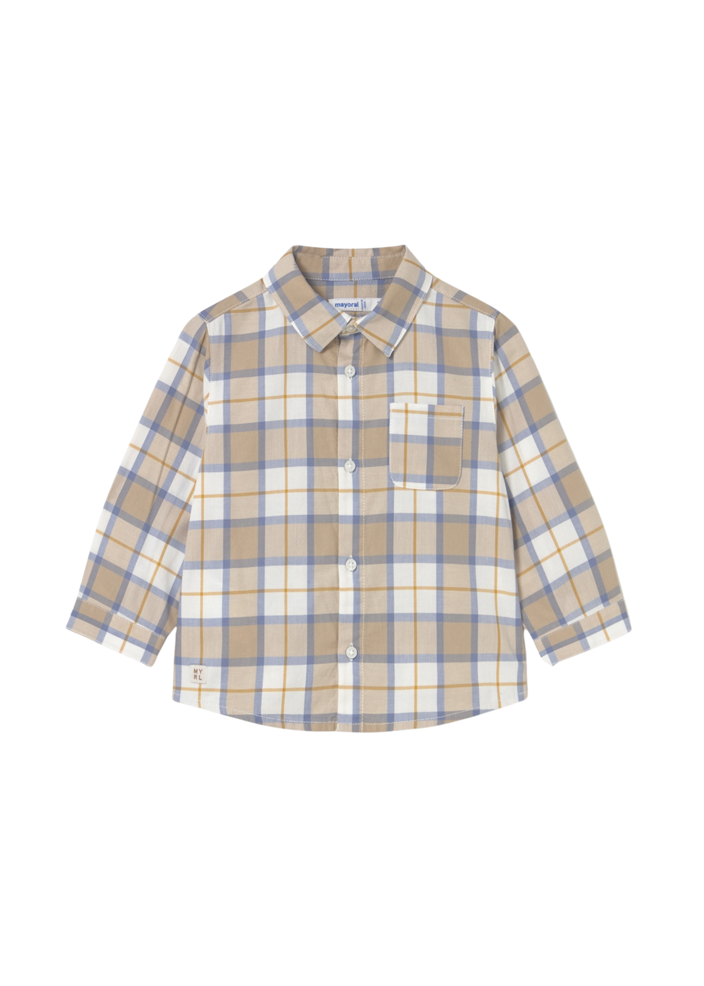 Camasa cu Maneca Lunga Carouri Bej cu Bleu 2109 Mayoral