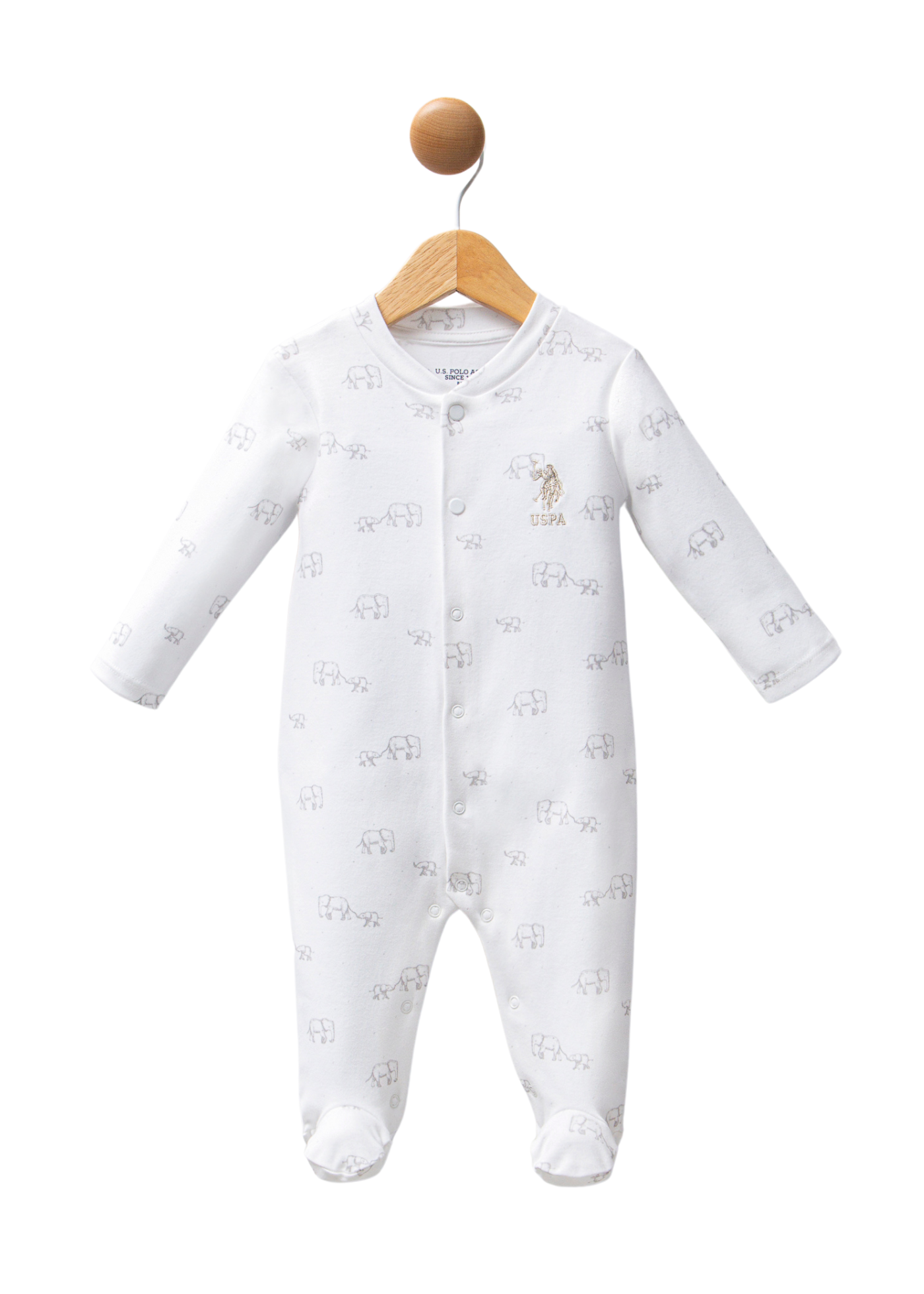 Salopeta Lunga Alba cu Imprimeu Gri Elefanti USB2325 Us Polo Assn