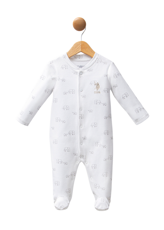 Salopeta Lunga Alba cu Imprimeu Gri Elefanti USB2325 Us Polo Assn