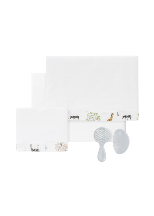 Set Lenjerie Patut 3 Piese Alba cu Imprimeu Jungle D3197-09 – Interbaby