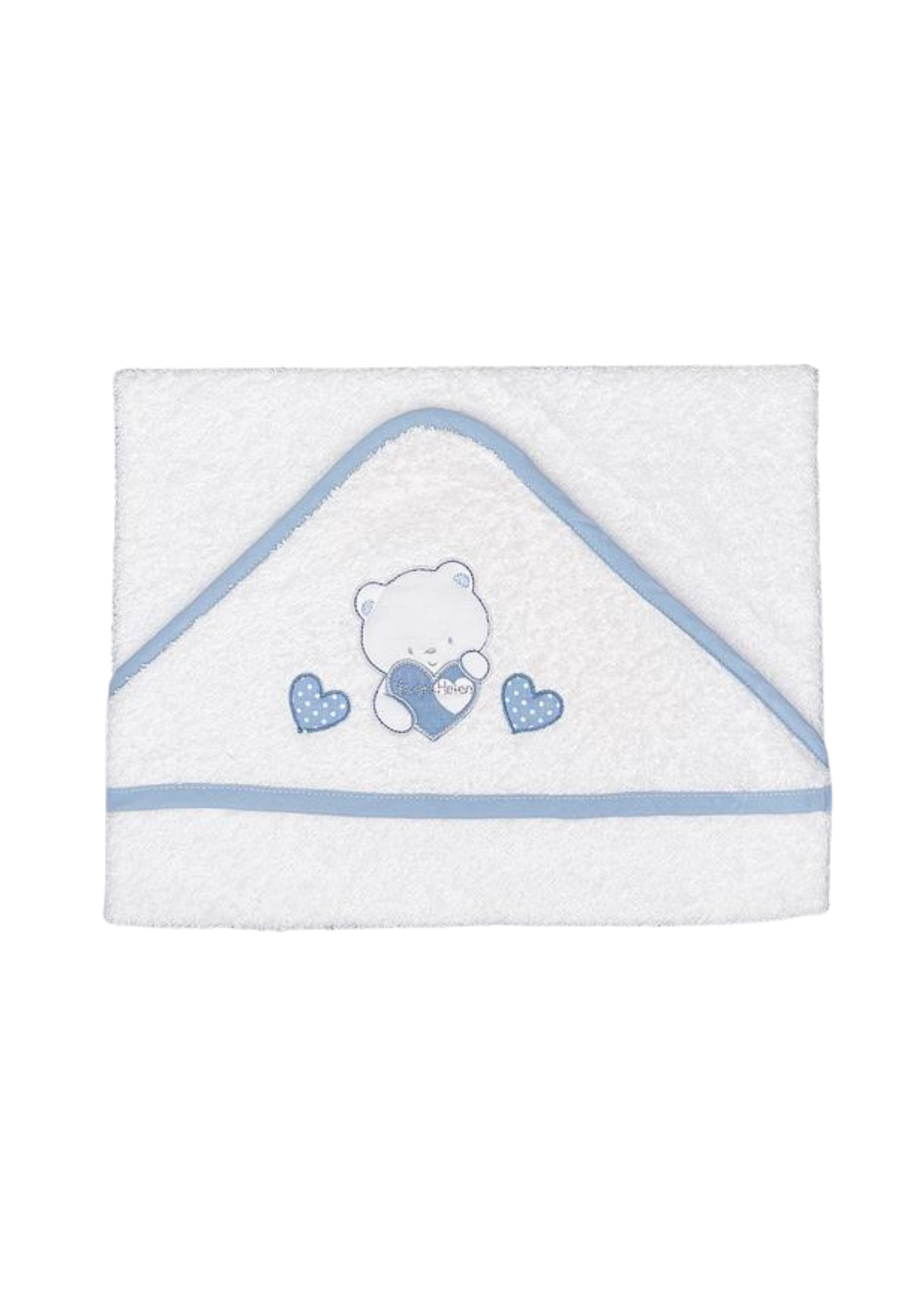 Prosop cu Capison Alb-Bleu cu Ursuleti si Inimioare 100x100 cm D70 Andy&Helen