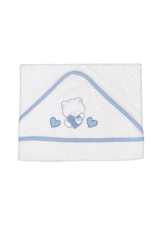 Prosop cu Capison Alb-Bleu cu Ursuleti si Inimioare 100x100 cm D70 Andy&Helen