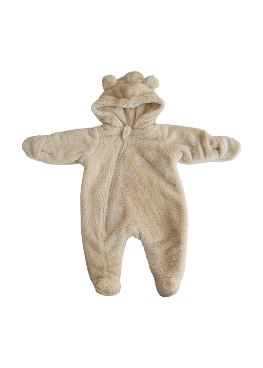 Combinezon Bej din Plus cu Fermoar si Gluga S60343 Kitikate