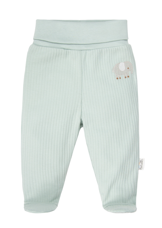 Pantaloni cu Botosei din Bumbac cu Model Striat Verde Free Animals T4322 – Bebetto
